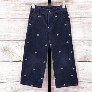 Janie and Jack Navy Blue Corduroy Pants Football Detail Size 4